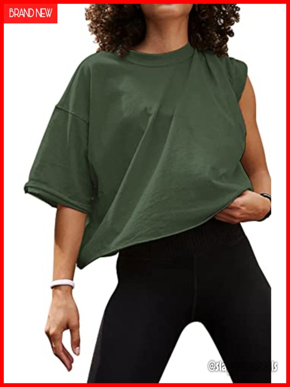 Oversized Crop Top Short Sleeve Boxy Roll Hem Workout Yoga Casual Tee